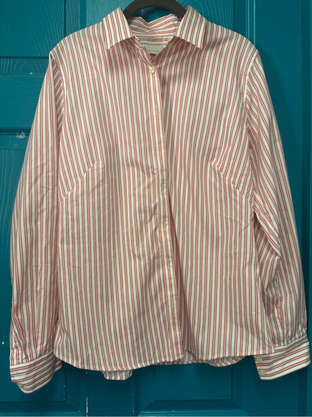 Banana Republic Pink and White Striped Button-Down Shirt